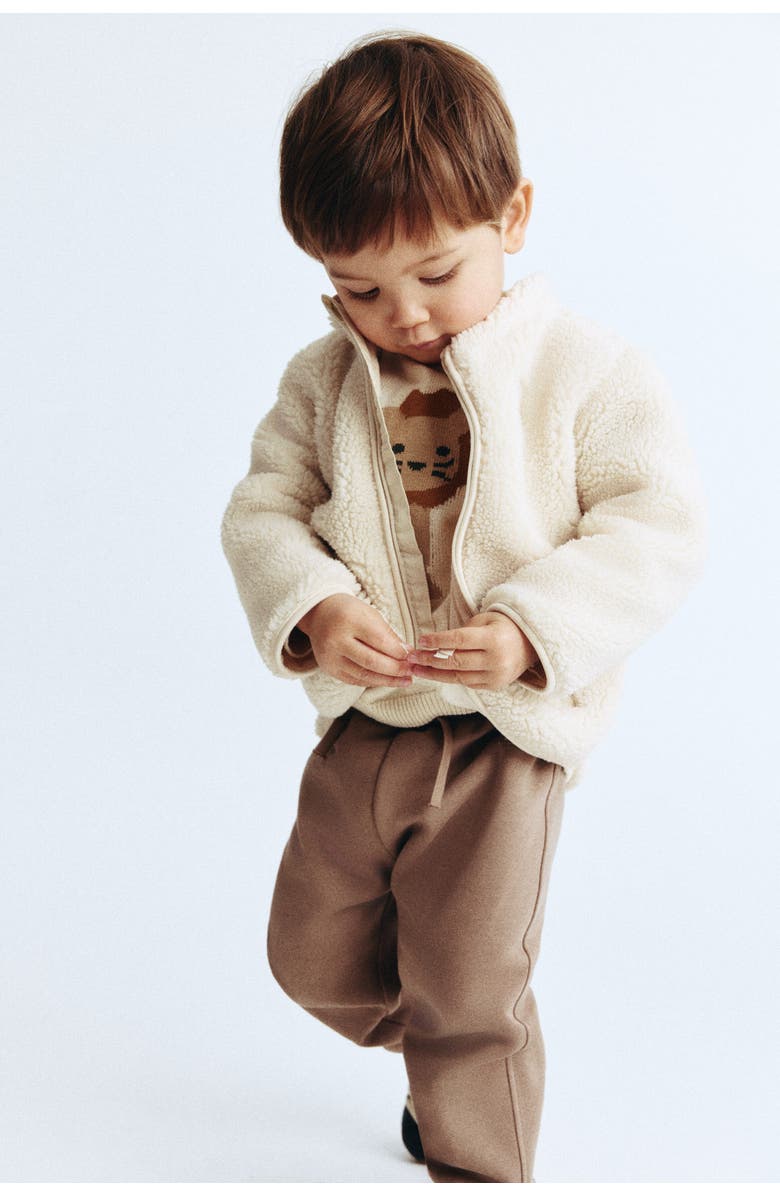 H&M Teddy fleece jacket, Main, color, Light Beige