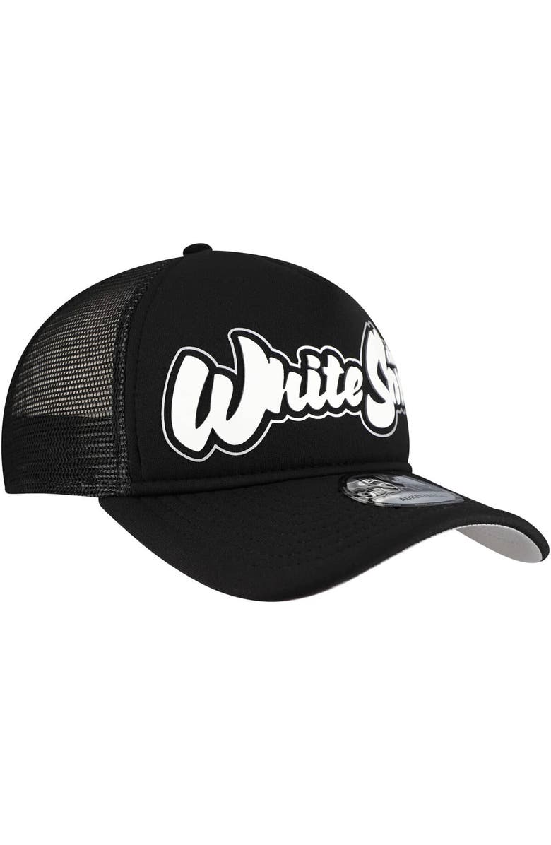 New Era Men's New Era Black Chicago White Sox Retro Bold A-Frame Trucker 9FORTY Adjustable Hat, Alternate, color, Black