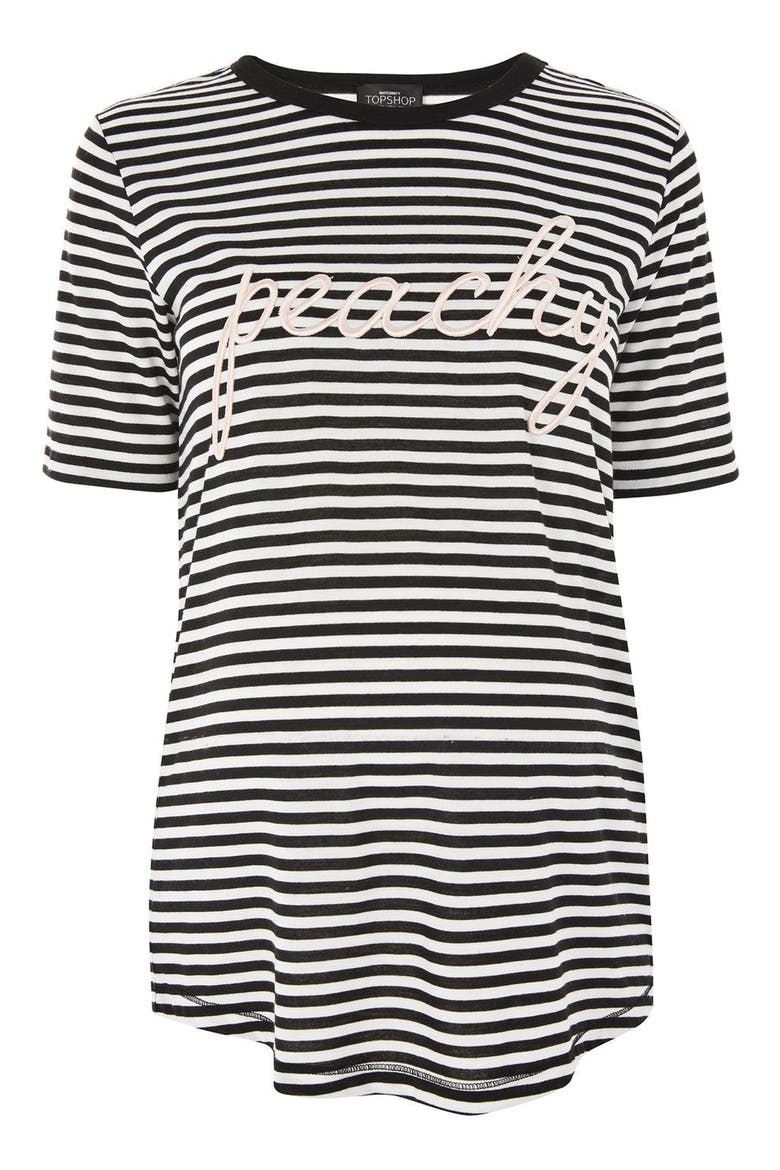Peachy Stripe Maternity Tee, Alternate, color, BLACK MULTI