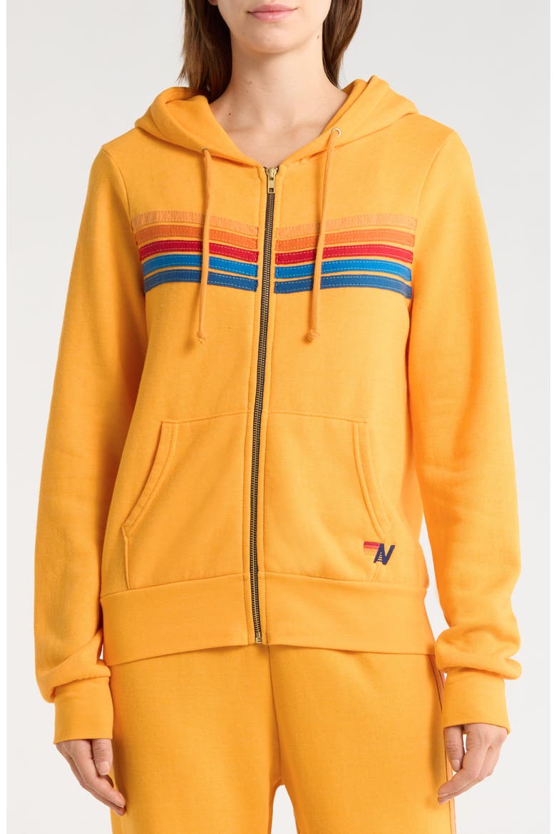 5-Stripe Zip Hoodie, Alternate, color, GOLD