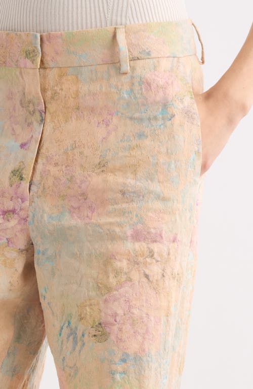 Dries Van Noten Paxy Floral Jacquard Wide Leg Pants In Light Pink