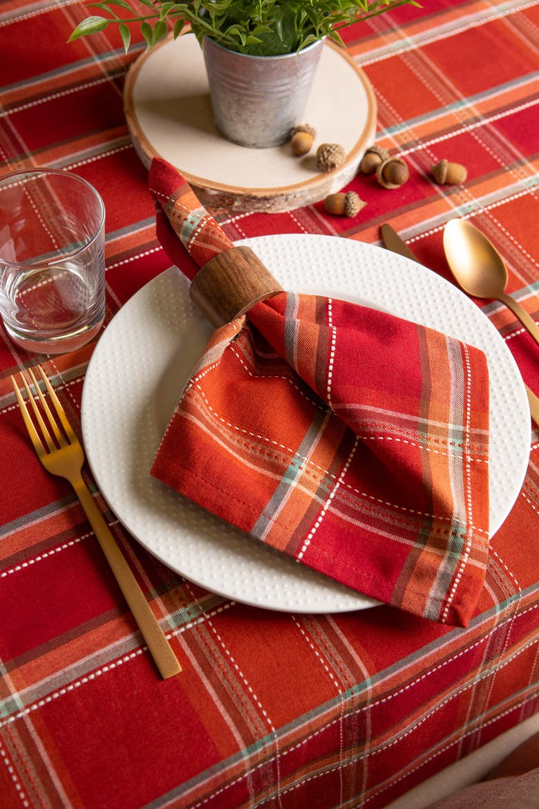 Autumn Spice Plaid Tablecloth 70 Round, Alternate, color, Autumn Spice