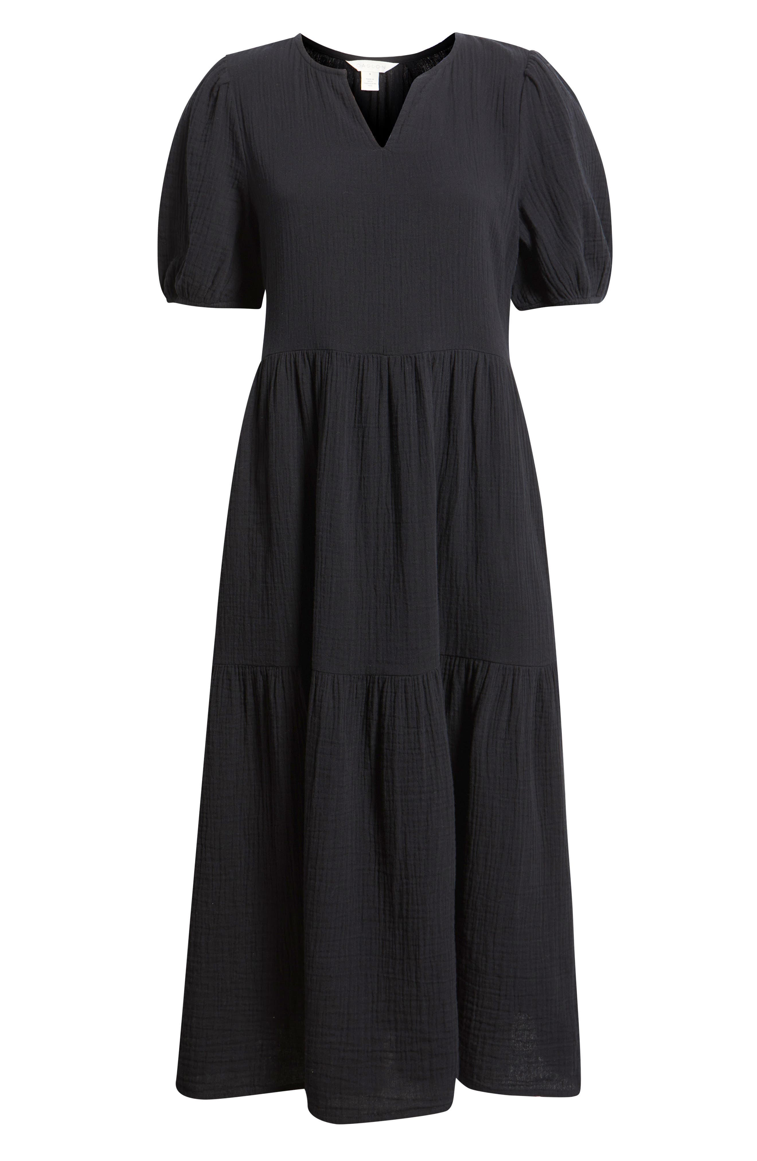 Женские Caslon® Puff Sleeve Tiered Cotton Gauze Midi Dress — фото 6