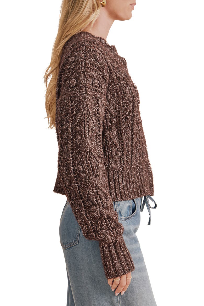 Hartford Pompom Cotton Blend Cardigan, Alternate, color, JAVA BROWN