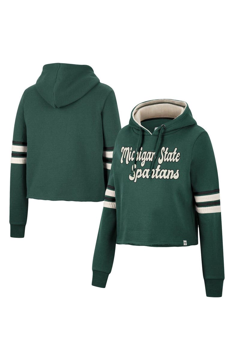 COLOSSEUM Women's Colosseum Green Michigan State Spartans Retro Cropped Pullover Hoodie, Main, color, 