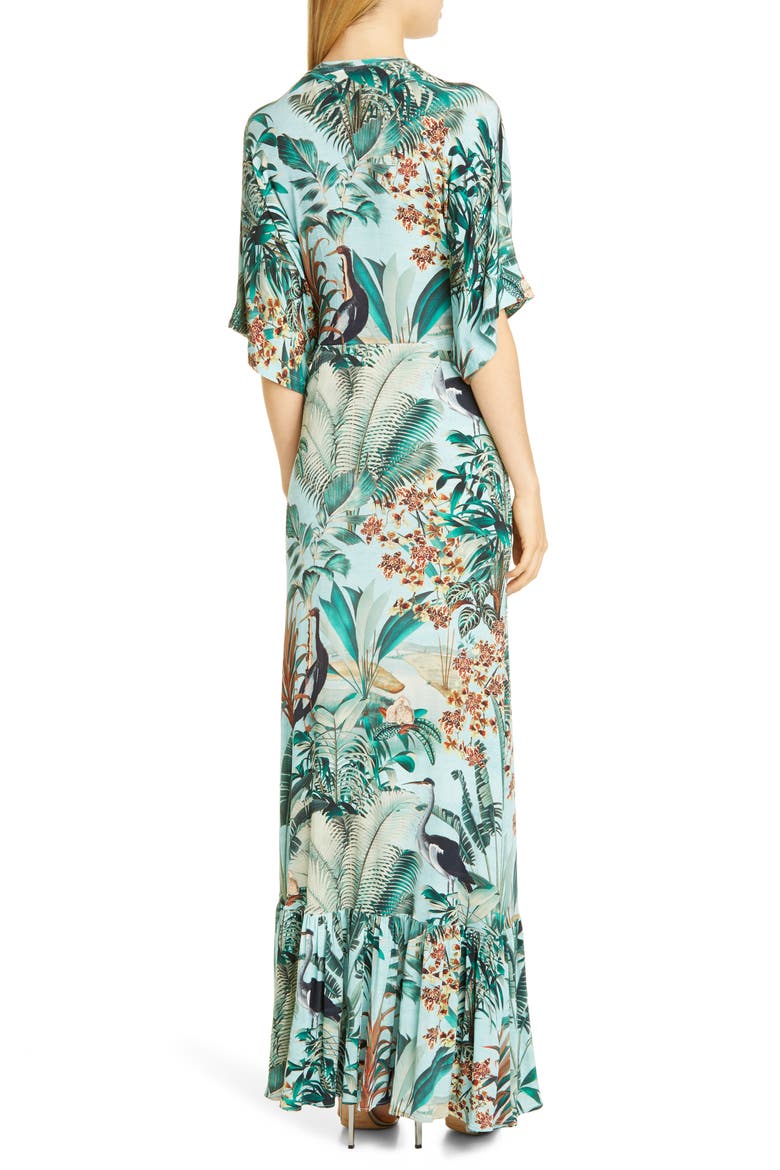PatBO Eden Tie Front Jersey Gown, Alternate, color, VERDE