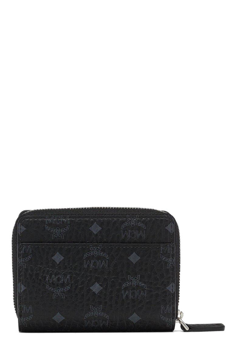 MCM Aren Brass Plate Wallet in Visetos, Alternate, color, 