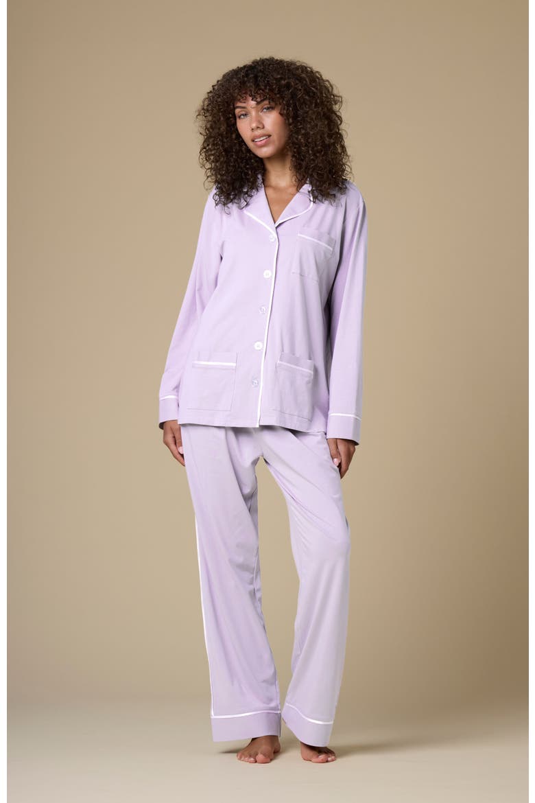 Luxe Stretch Cotton Long Pajama Gift Set, Alternate, color, Lavender