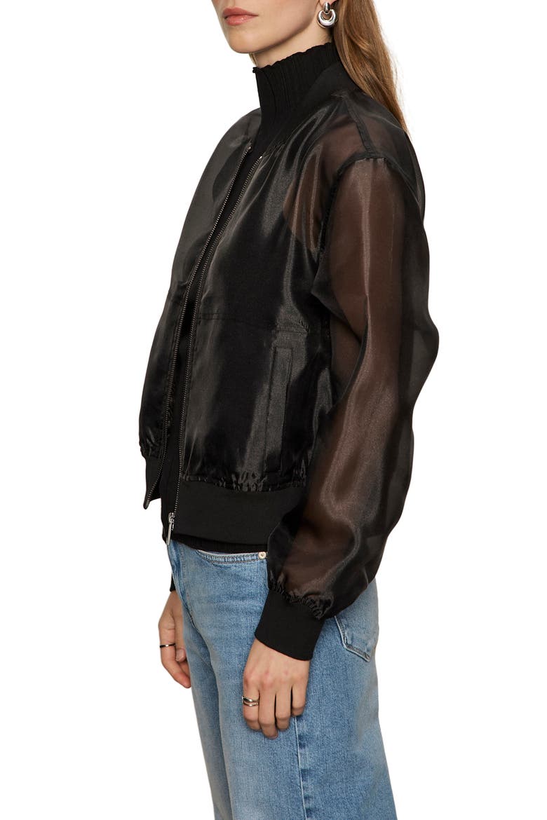 Shane Organza Bomber Jacket, Alternate, color, BLACK