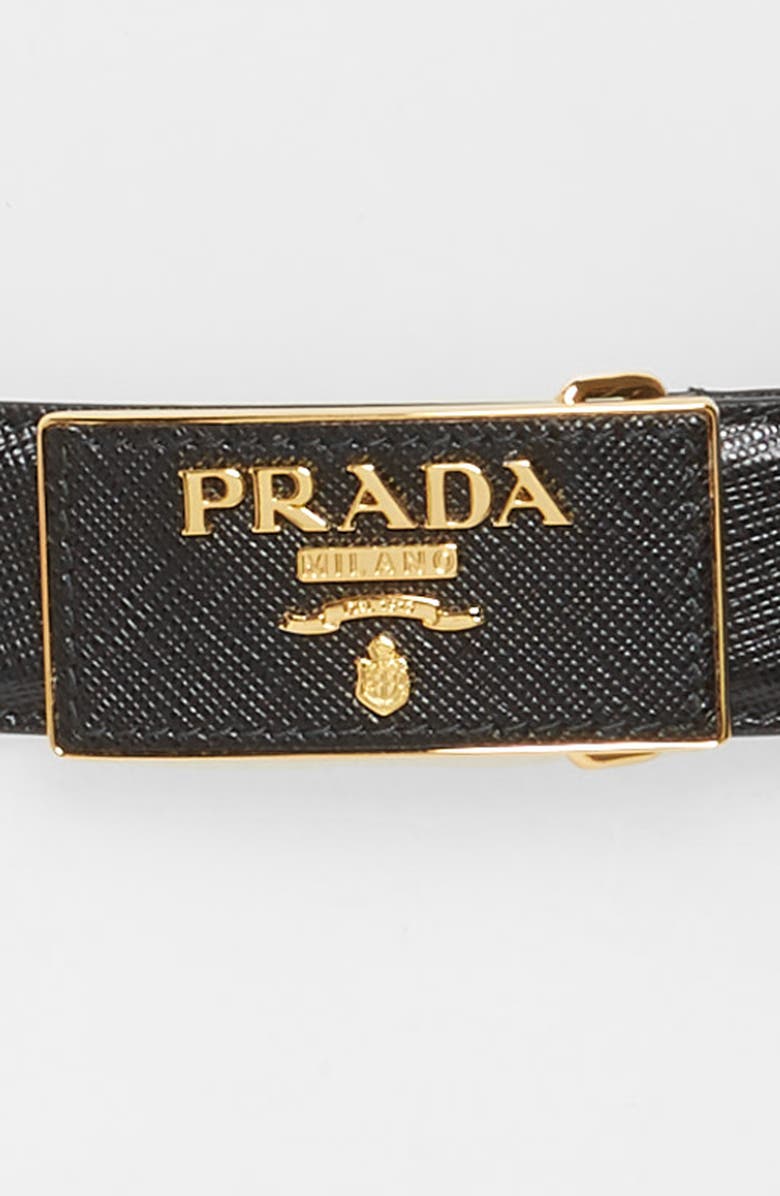 Prada Square Logo Plate Saffiano Leather Belt, Alternate, color, 