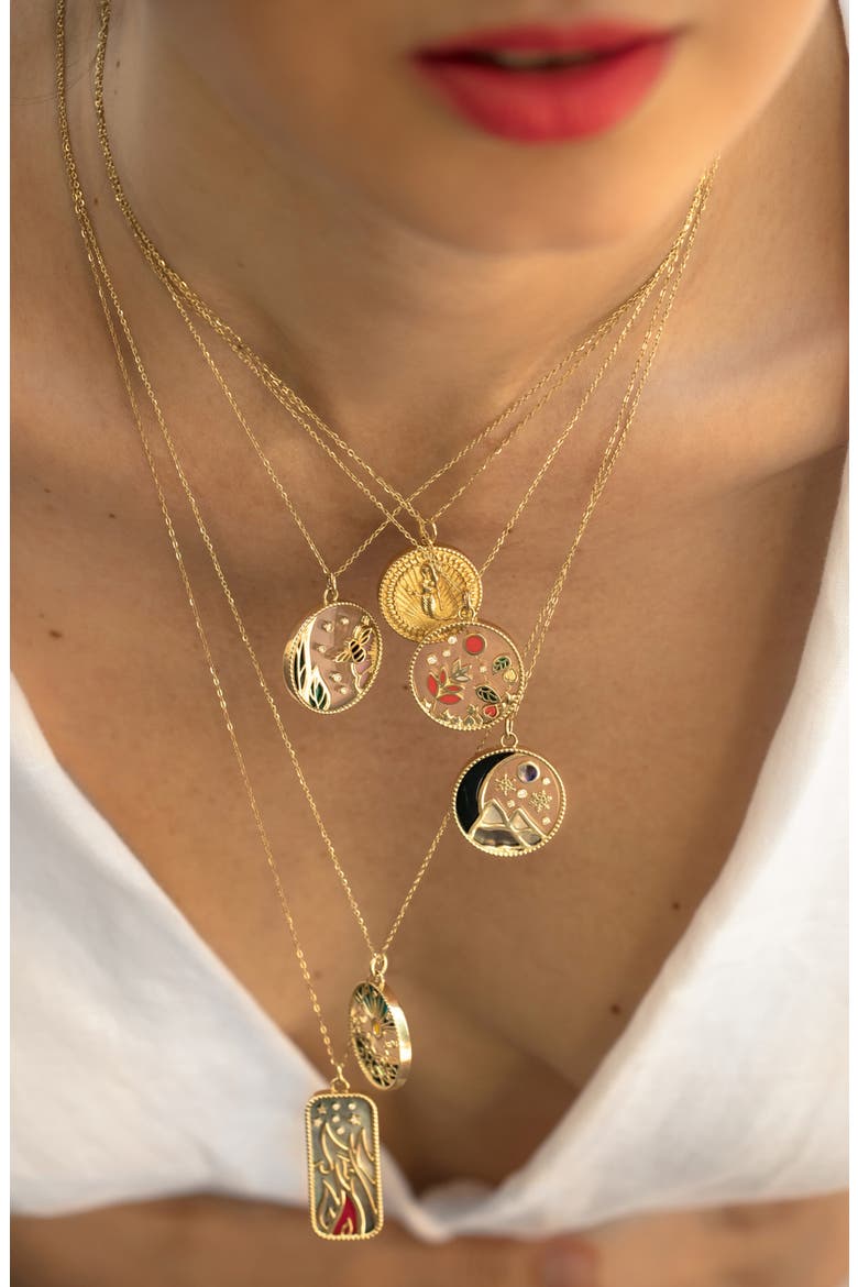 Elements of Love Fire Pendant Necklace, Alternate, color, BLACK PEARL/ RED CORAL