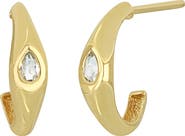 Bony Levy 14K Yellow Gold White Topaz Hoop Earrings