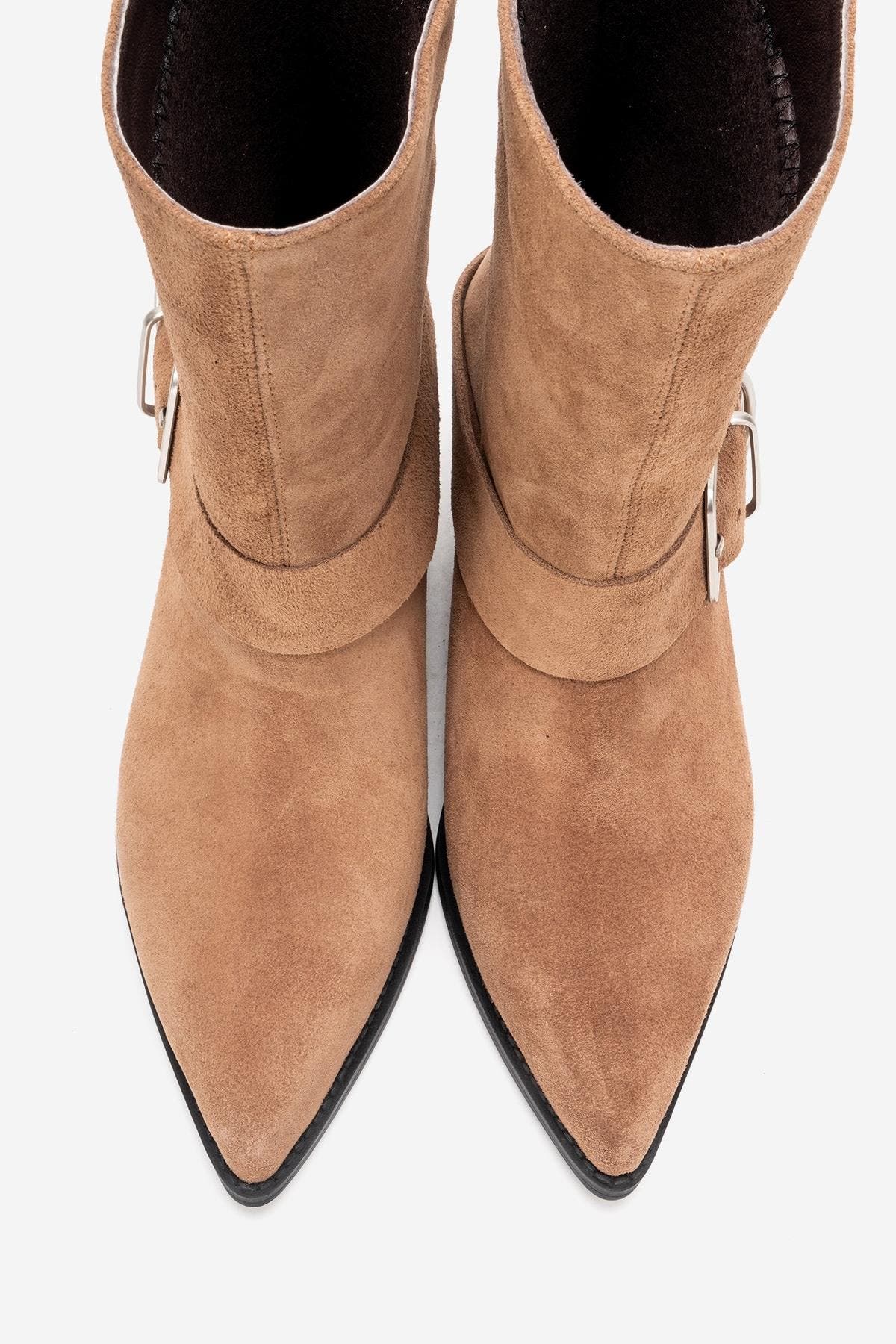 Velmor Leather Buckle Western Boot, Alternate, color, Cognac Suede