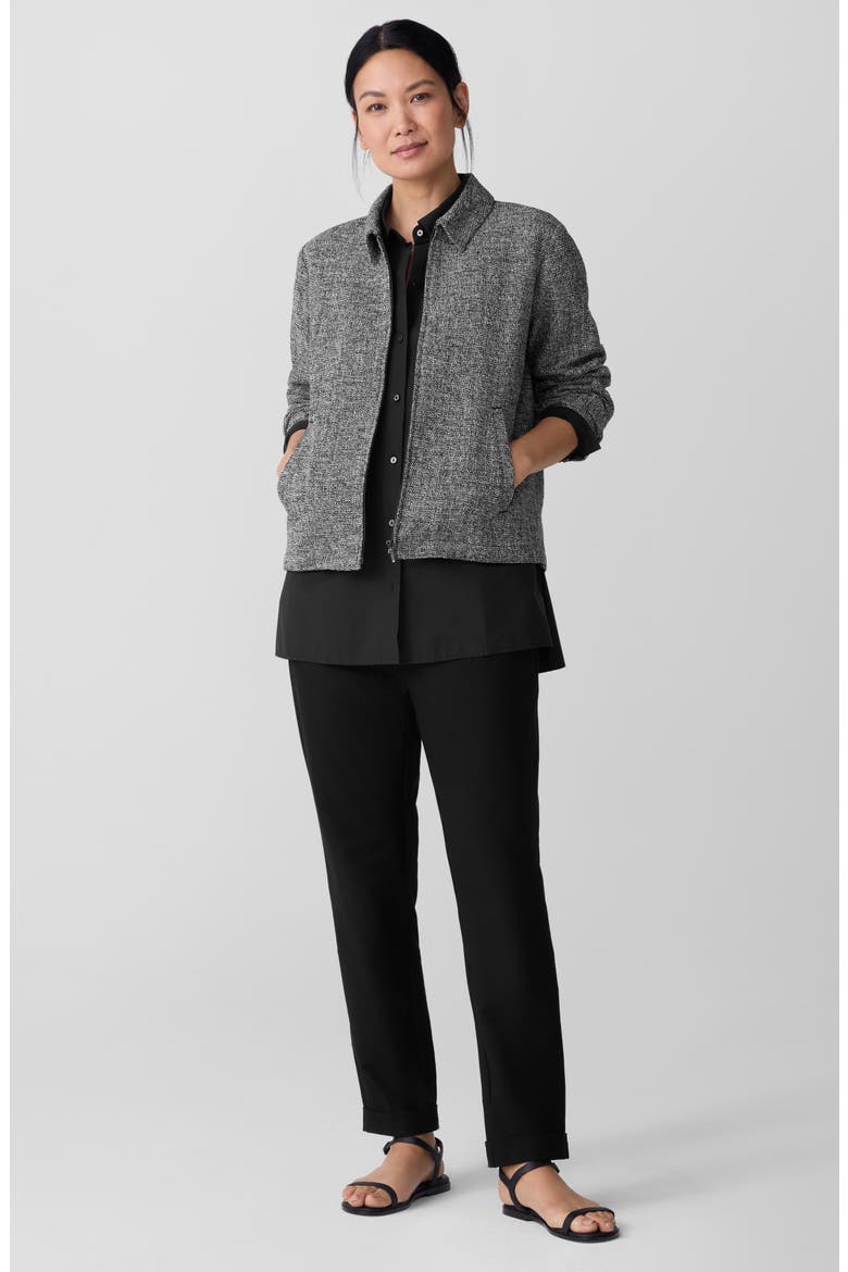 Collar Front Zip Stretch Organic Cotton Jacket, Alternate, color, BLACK/ WHITE