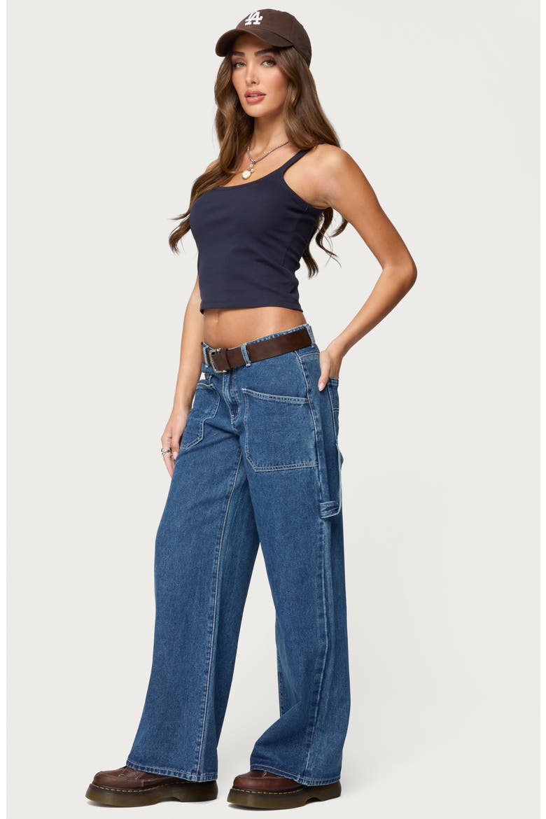 Basic Babe Crop Stretch Cotton Camisole, Alternate, color, NAVY