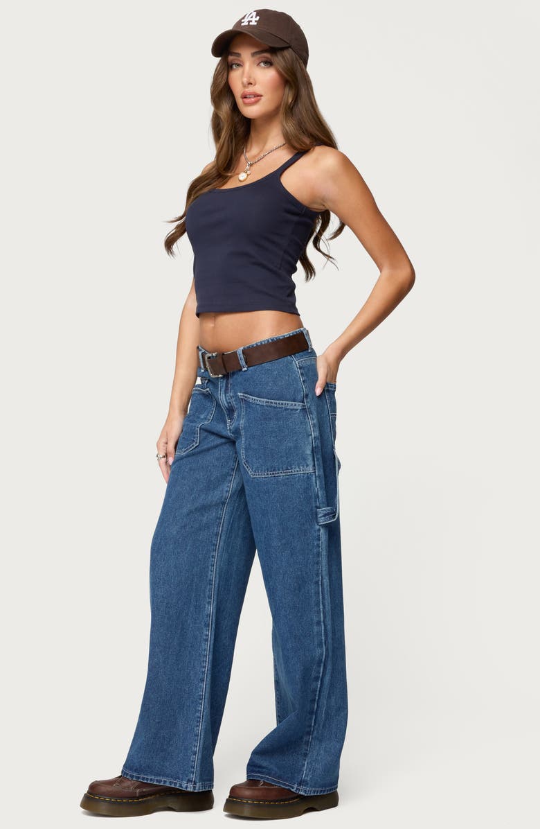 EDIKTED Basic Babe Crop Stretch Cotton Camisole, Alternate, color,