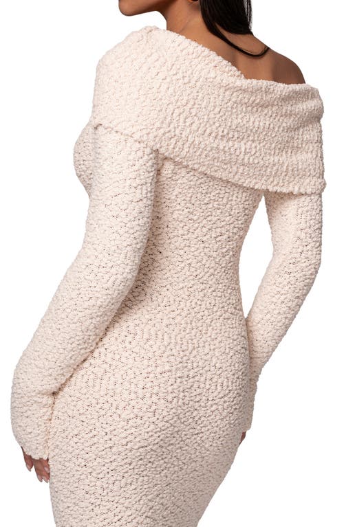 Jluxlabel Olivea Bouclé Long Sleeve Off The Shoulder Sweater Dress In Cream