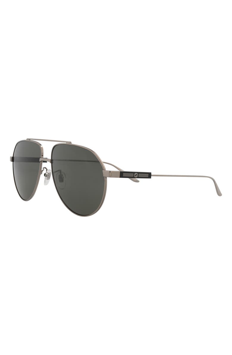 Gucci 61mm Aviator Sunglasses, Alternate, color, Ruthenium Ruthenium Grey