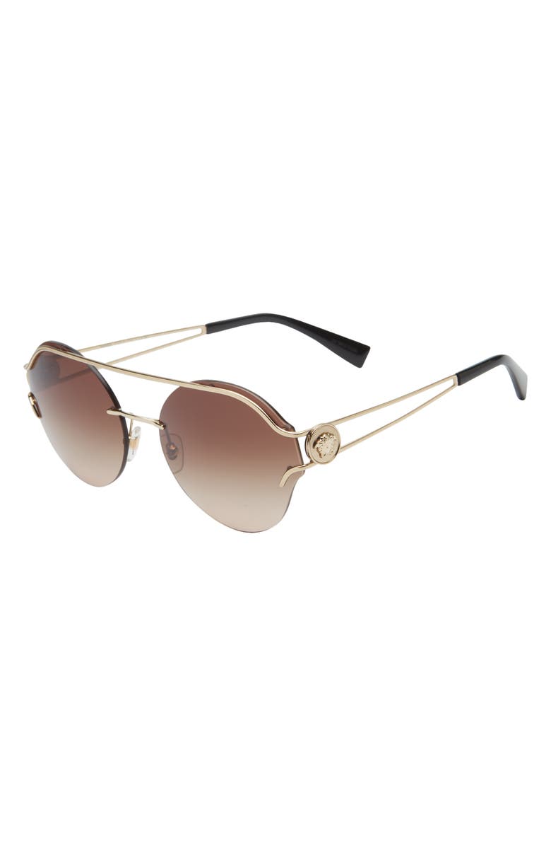 Versace Round Aviator Sunglasses, Alternate, color, Pale Gold