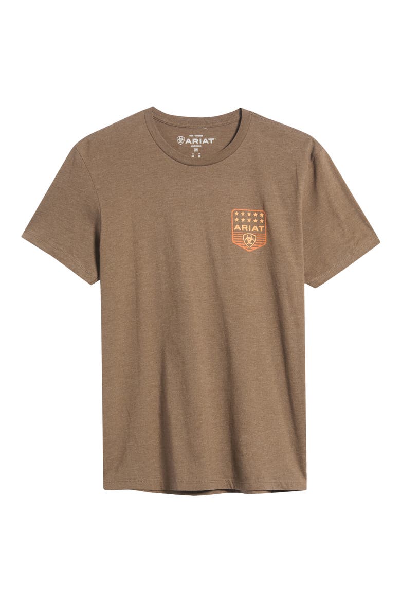 Striped Patriotic Badge Graphic T-Shirt, Alternate, color, BROWN HEATHER