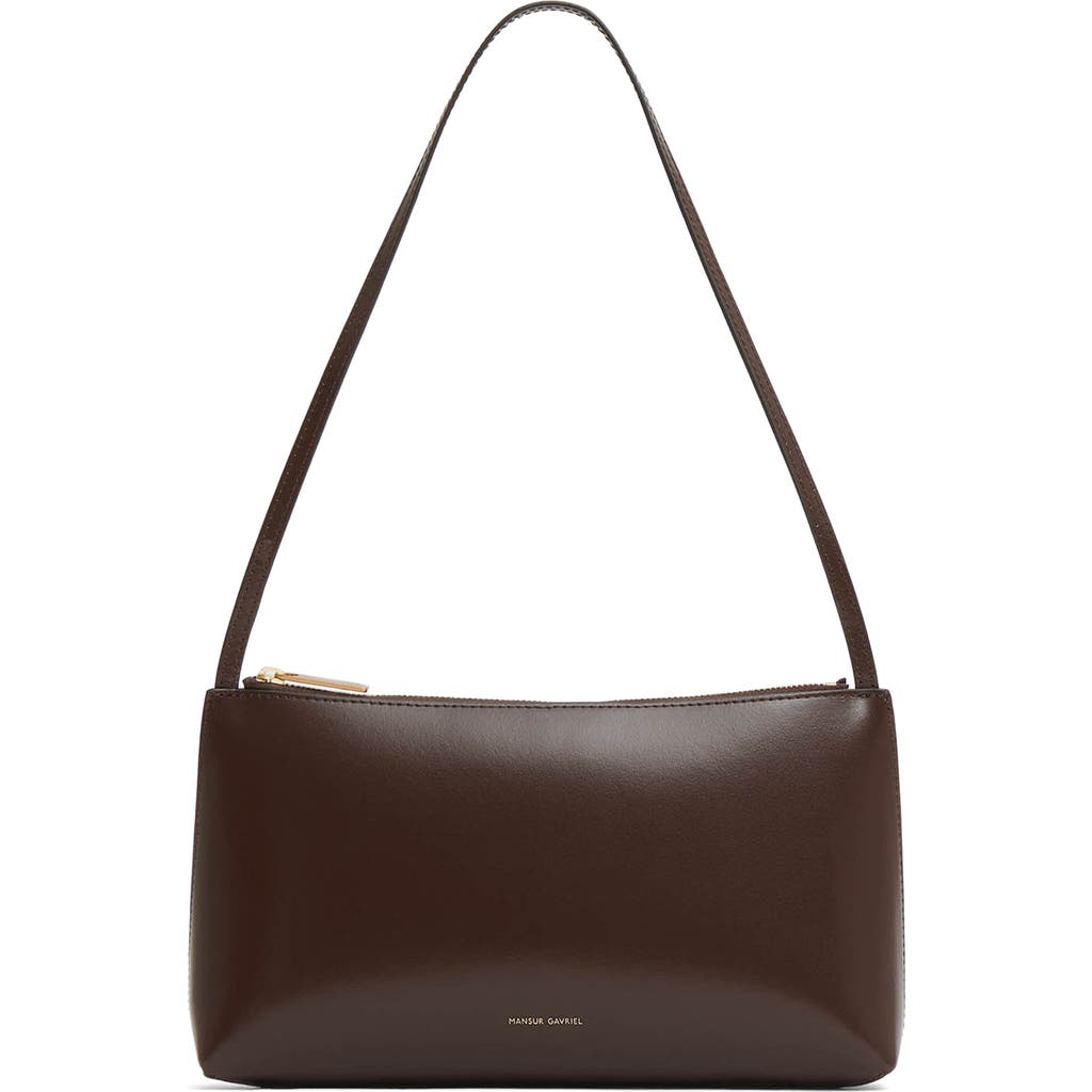 Mansur Gavriel Gaia Leather Shoulder Bag In Chocolate/warm Grey