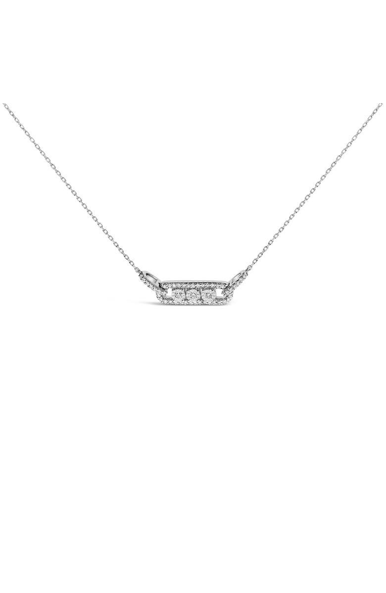 Haus of Brilliance Sterling Silver 1/5 Cttw Round Diamond 3 Stone Station Bar Necklace, Main, color, Silver
