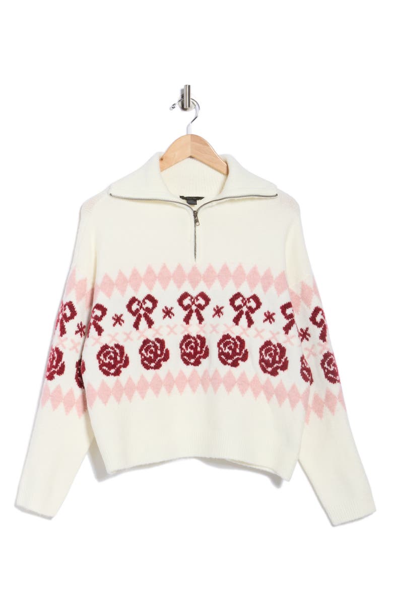 RDI Bow Half Zip Sweater, Alternate, color, Ivory