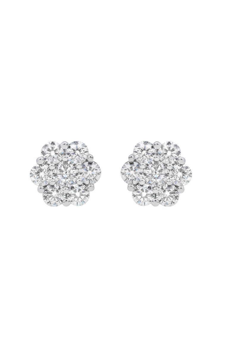 Orchid 14K White Gold Flower Cluster Diamond Unisex Earrings - 2.26 Ct, Alternate, color, 14K White Gold