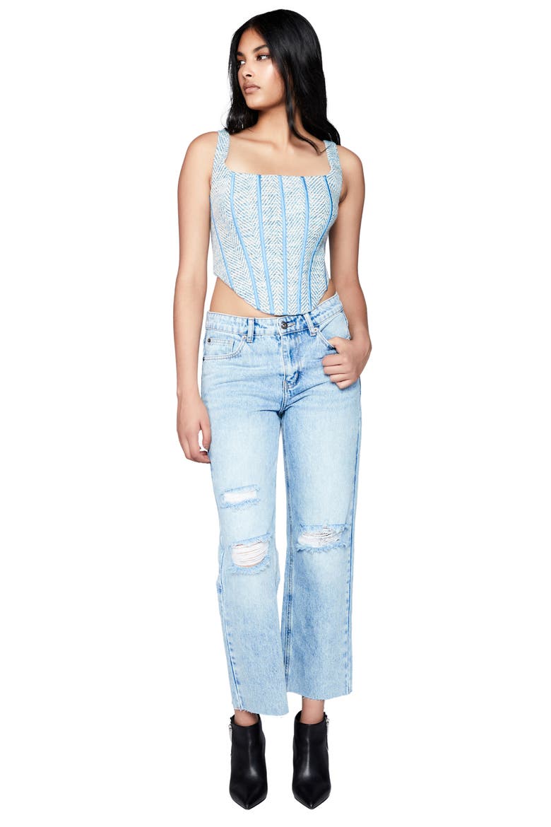 Esther Ripped Raw Hem Crop Straight Leg Jeans, Alternate, color, INDIGO