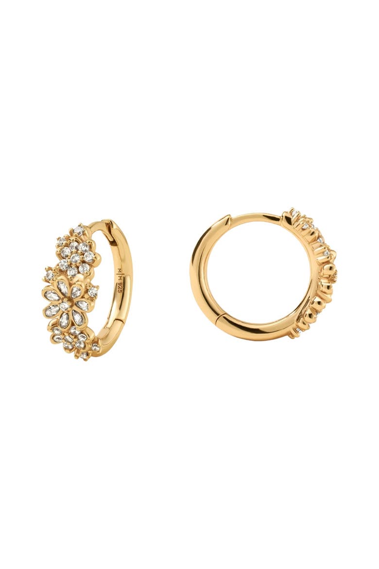 Flora Luxe Huggie Hoop Earrings, Main, color, Gold Vermeil