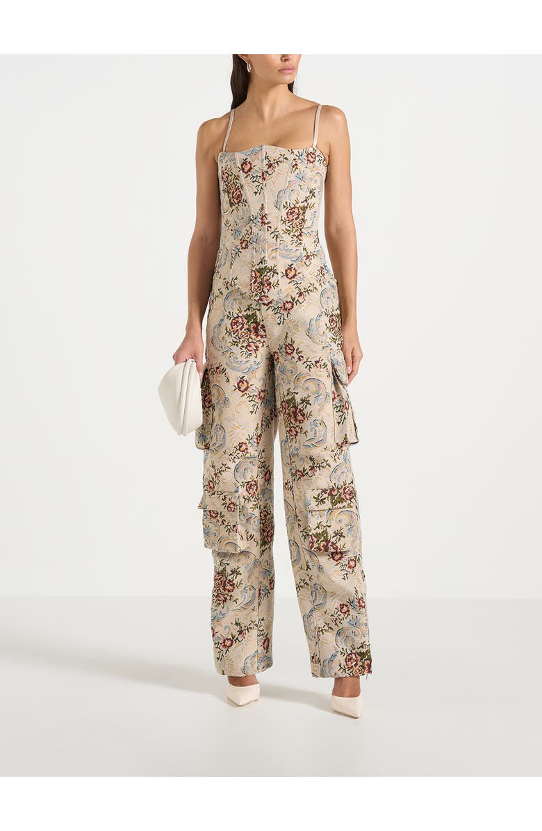 Manière De Voir Scarlett Tapestry Lace Up Corset, Alternate, color, Beige