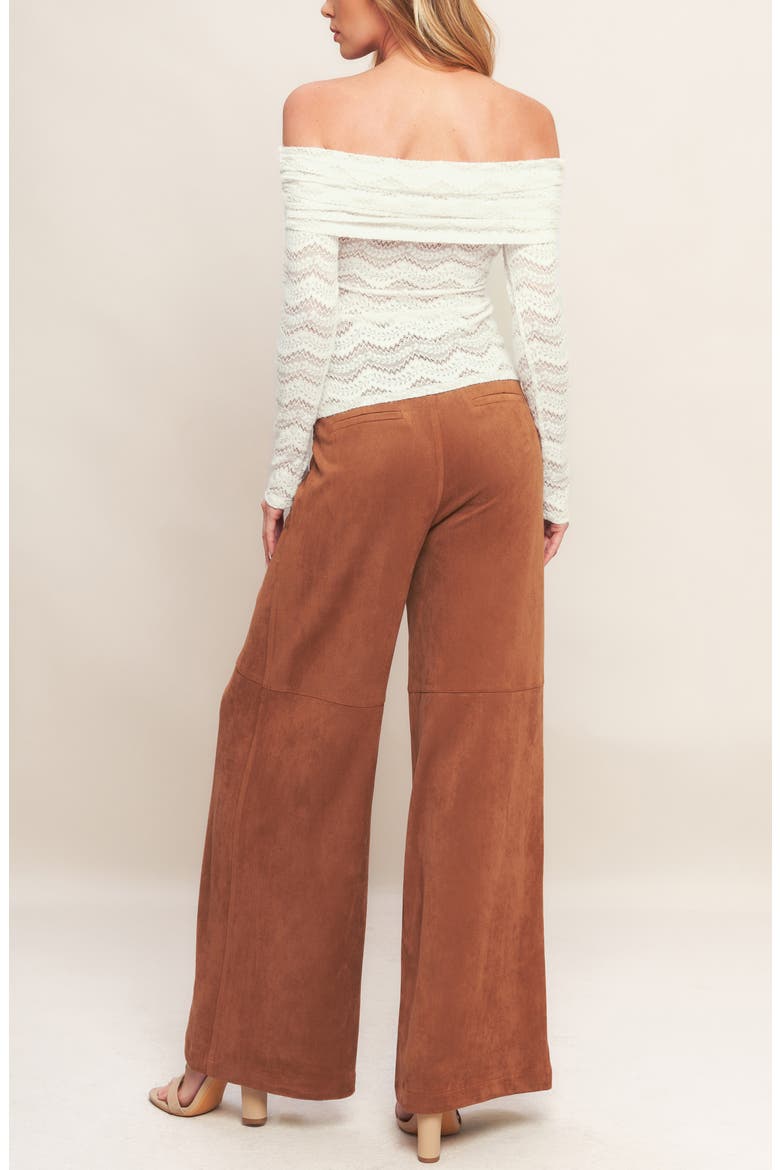 Off the Shoulder Long Sleeve Lace Top, Alternate, color, CREAM