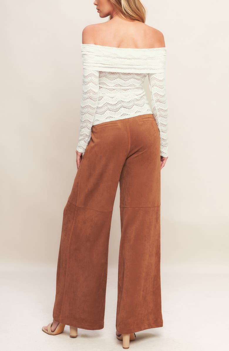 FLYING TOMATO Off the Shoulder Long Sleeve Lace Top, Alternate, color, Cream