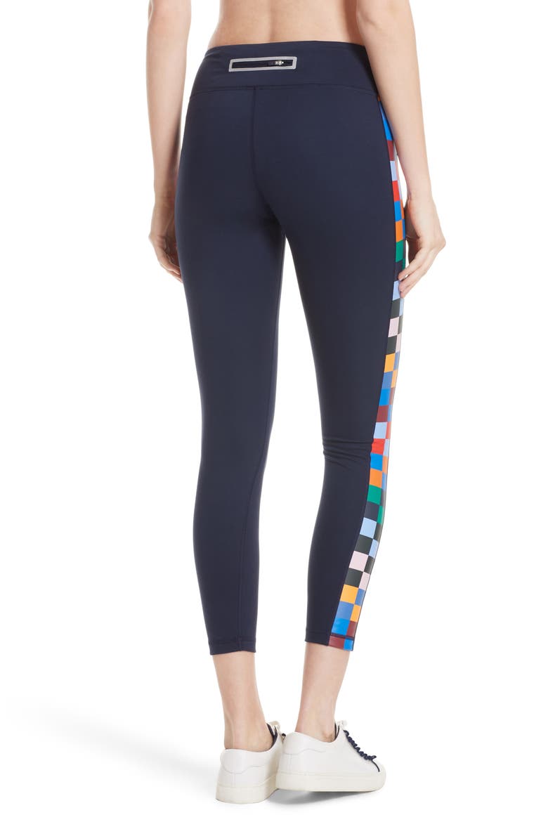 Tory Sport Checker 7/8 Leggings, Alternate, color, TORY NAVY
