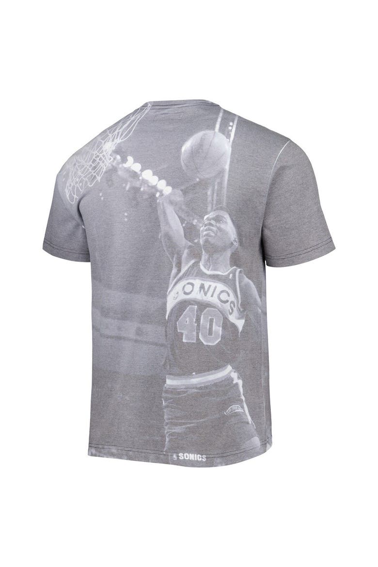 Men's Mitchell & Ness Shawn Kemp Heather Gray Seattle SuperSonics Above The Rim T-Shirt, Alternate, color, Gray