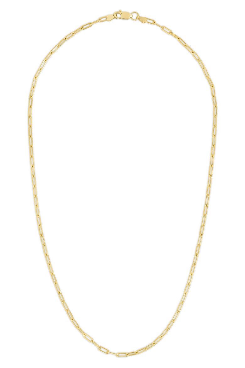 Thin Paper Clip Chain Necklace, Main, color, GOLD
