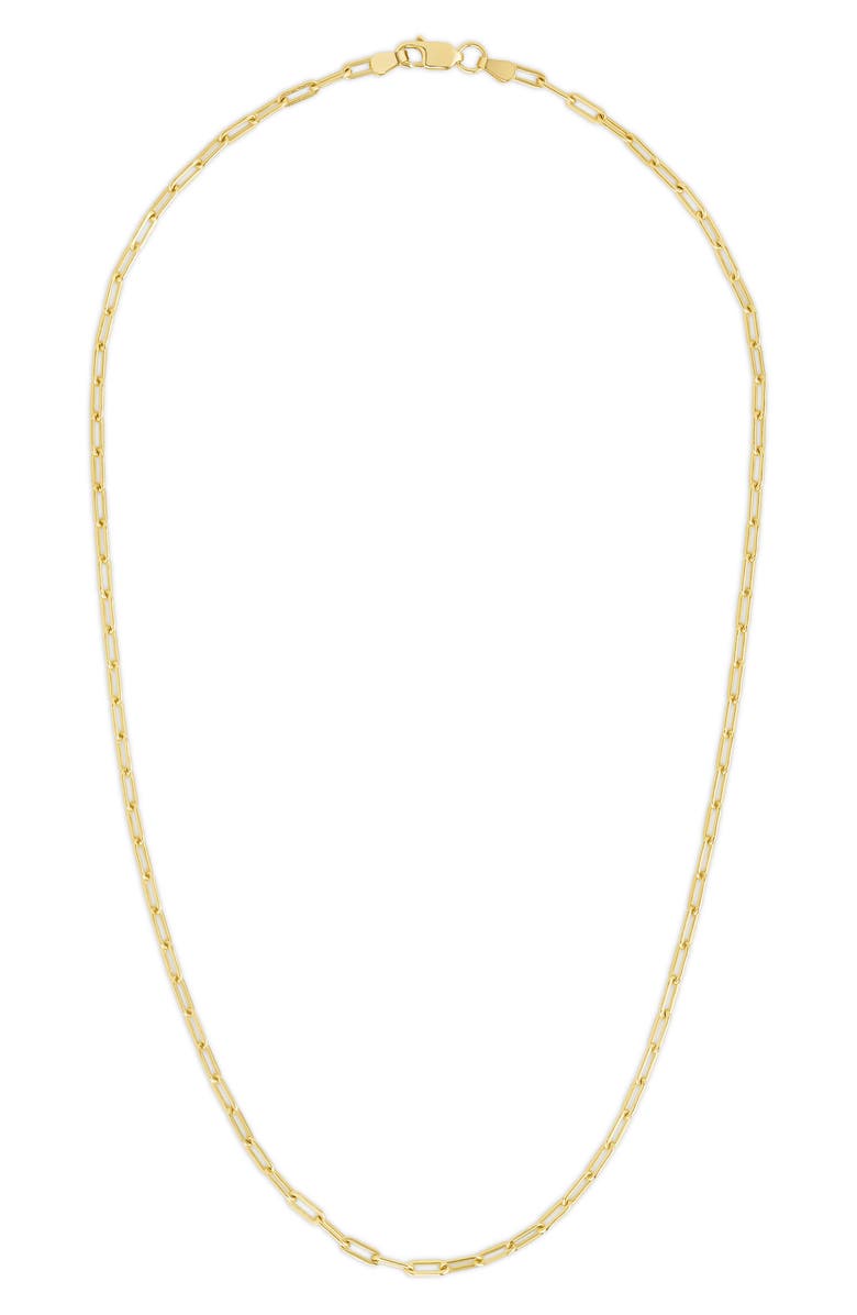 Sterling Forever Thin Paper Clip Chain Necklace, Main, color, Gold