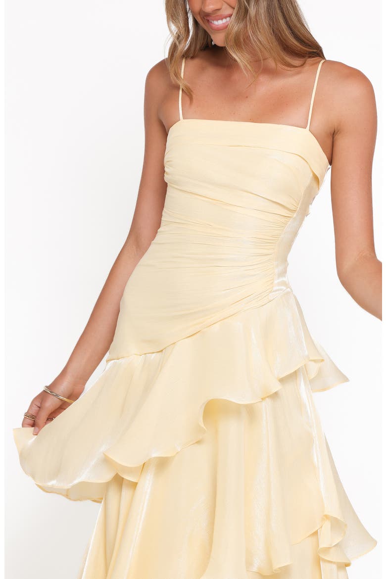 Rosalie Metallic Ruffle Maxi Dress, Alternate, color, BUTTER YELLOW