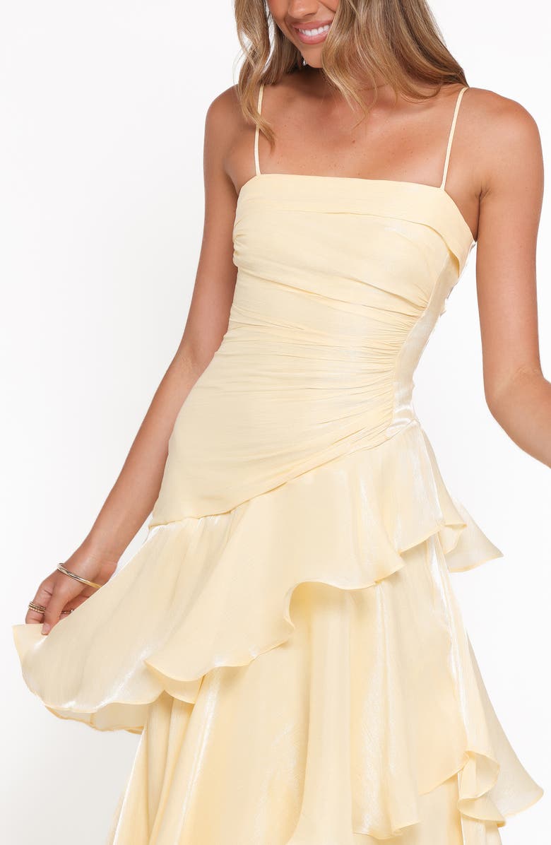 Petal & Pup Rosalie Metallic Ruffle Maxi Dress, Alternate, color, Butter Yellow