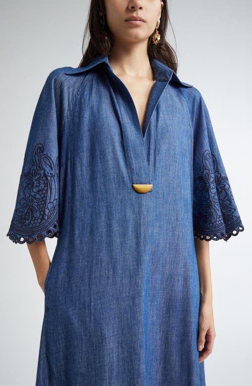 Zimmermann Coco Embroidered Denim Long Dress