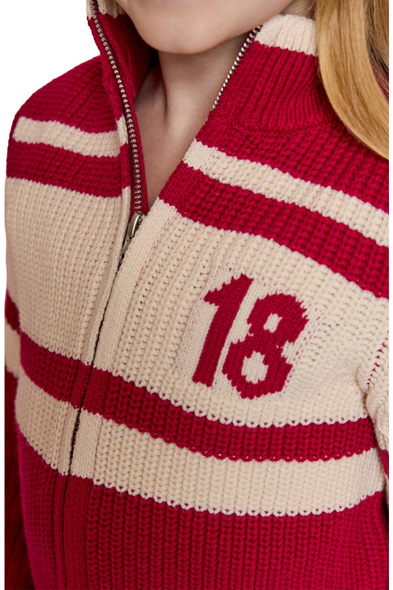 Kids' Rugby Striped Zip Cardigan, Alternate, color, RUBY COMBO
