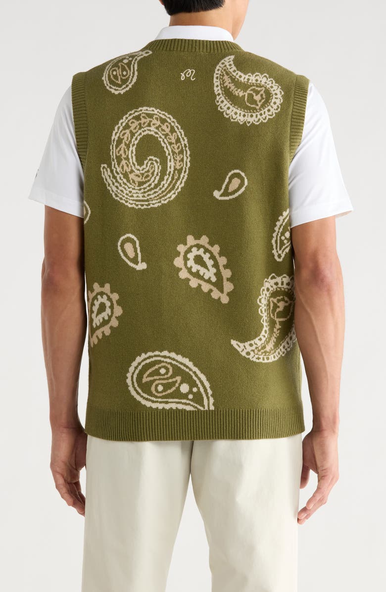 Malbon Golf Paisley Sweater Vest, Alternate, color, Olivine