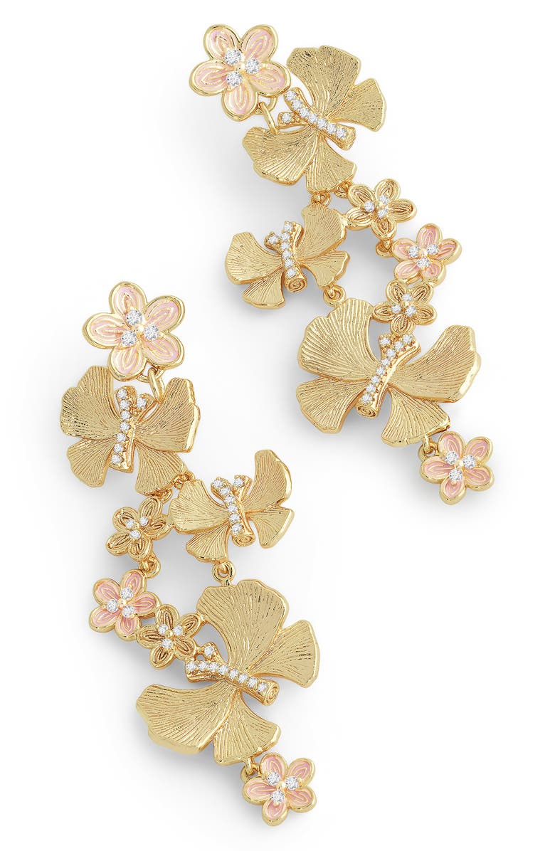 Anabel Aram Jewelry Butterfly & Flowers Dangle Drop Earrings, Alternate, color, Gold