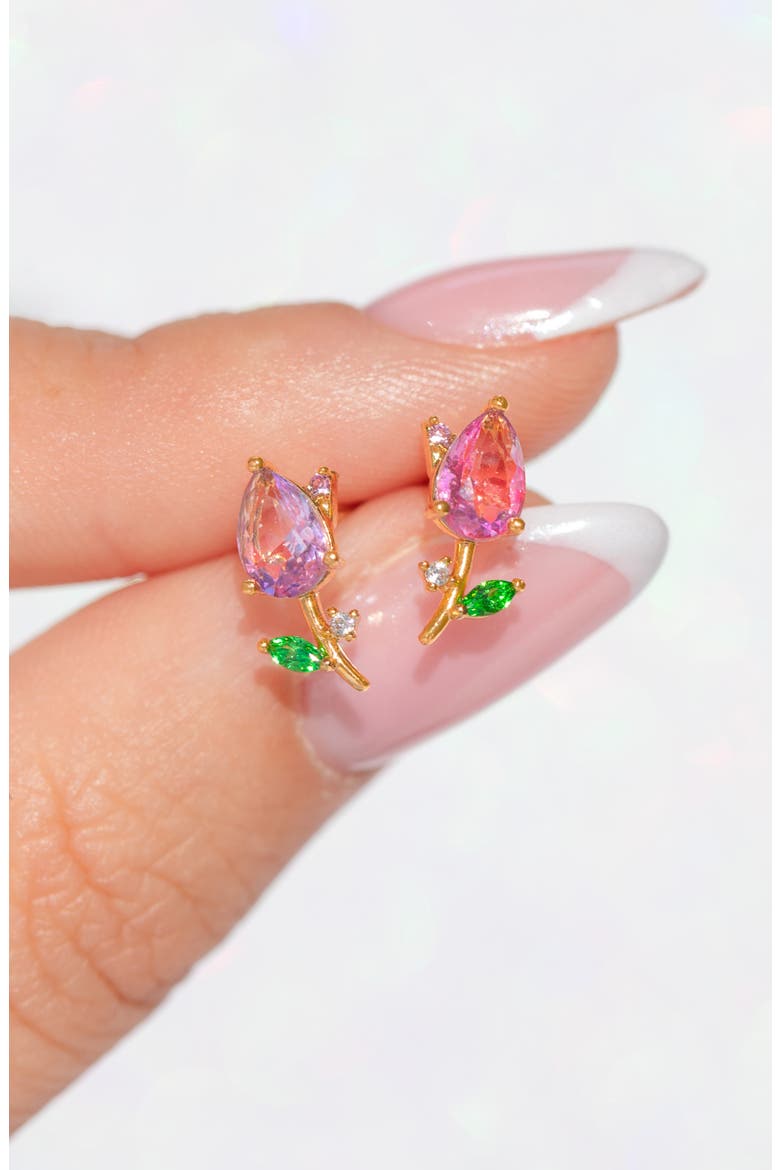 Blossoming Tulip Stud Earrings, Alternate, color, GOLD