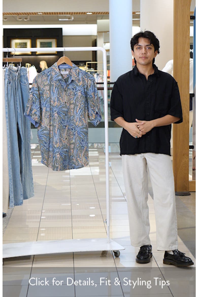 Nova Wave Fiera Fronds Short Sleeve Cotton Blend Seersucker Button-Up Shirt video