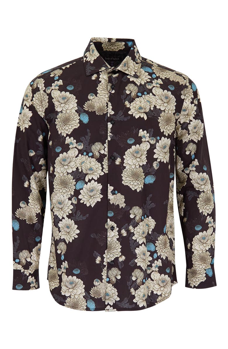 Lords of Harlech Nigel Button-Up Shirt, Alternate, color, Serious Floral Black