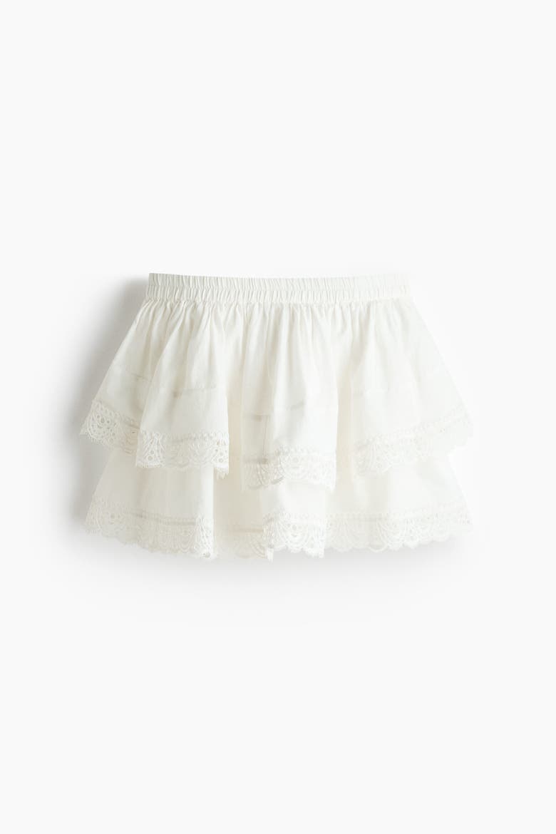Lace-trimmed Tiered Skirt, Alternate, color, Ivory