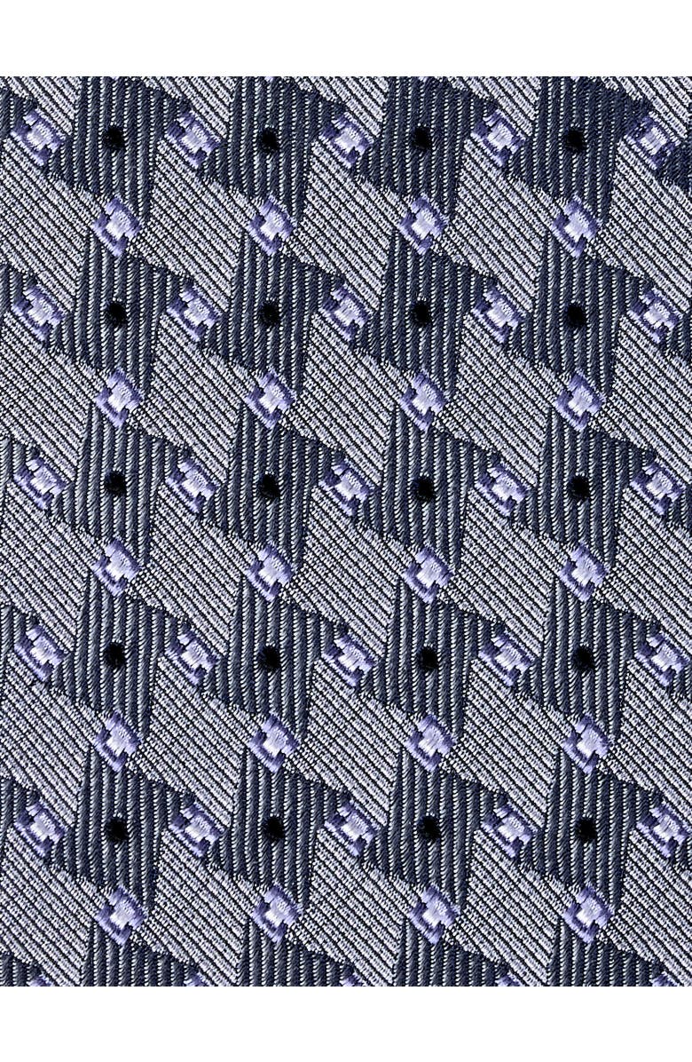 Oak Hill Premium by DXL Big & Tall Geometric Pattern Silk Tie, Alternate, color, Grey