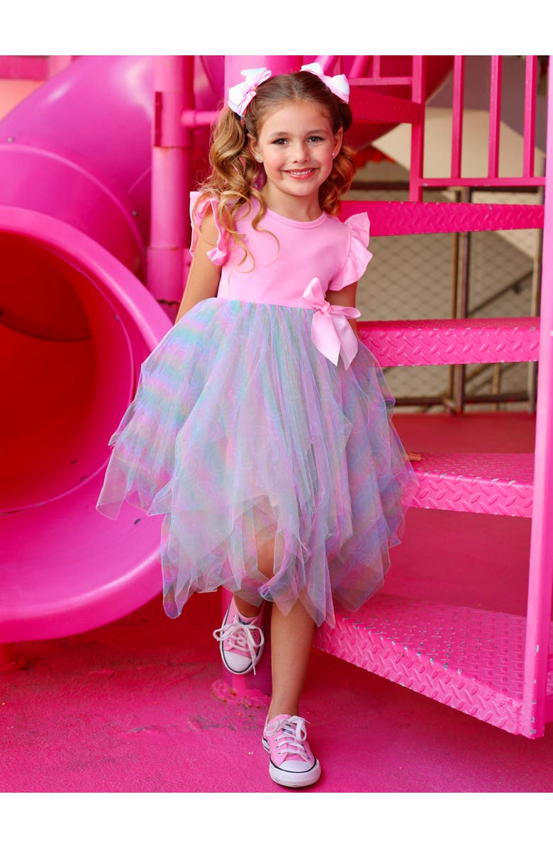 Mia Belle Girls Girls SmileyWorld Rainbow Smiley Tutu Dress, Alternate, color, Pink