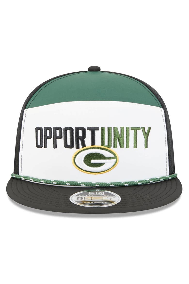 Men's New Era White/Black Green Bay Packers 2025 Inspire Change Split Panel 9FIFTY Snapback Hat, Alternate, color, White